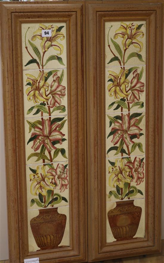 Two framed Victorian tiled panels